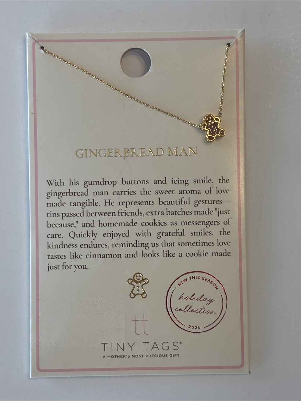 Tiny Tags Gingerbread Man Pendant Necklace